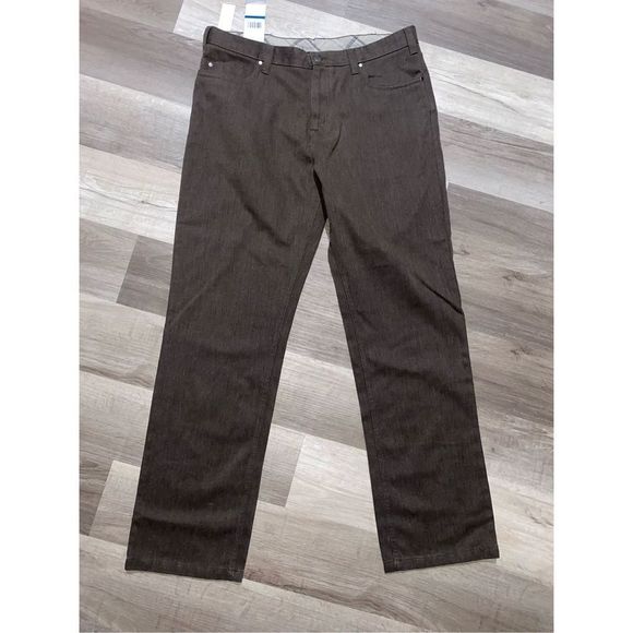 Kenneth Cole NWT Brown Straight Leg Cotton Blend Pants Size 36 x 34, MSRP $100 - Picture 1 of 16